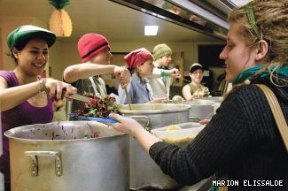 The People’s Potato volunteers serve lunch every weekday.